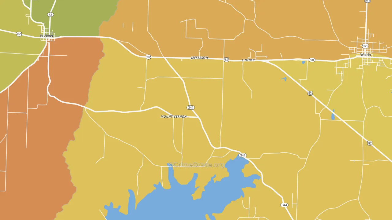 Lumber, AR Map of Vehicle Theft Rates