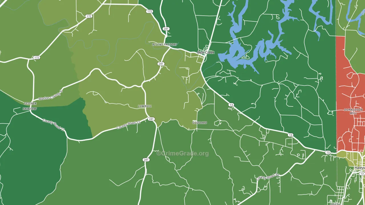 Lumbull, AL Map of Vehicle Theft Rates