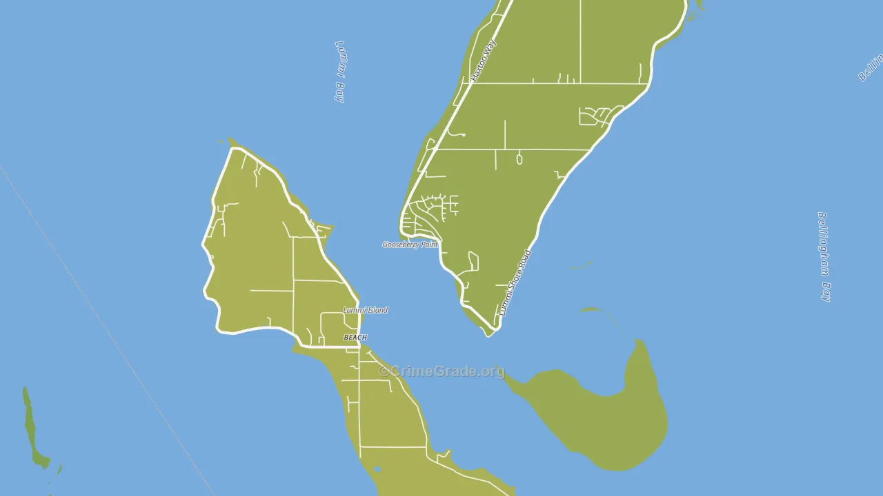 Lummi Island, WA Map of Vehicle Theft Rates