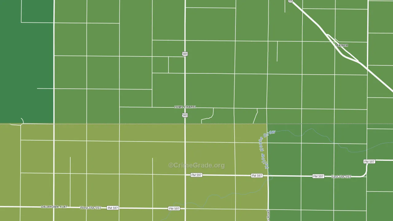 Lums Chapel, TX Map of Vehicle Theft Rates