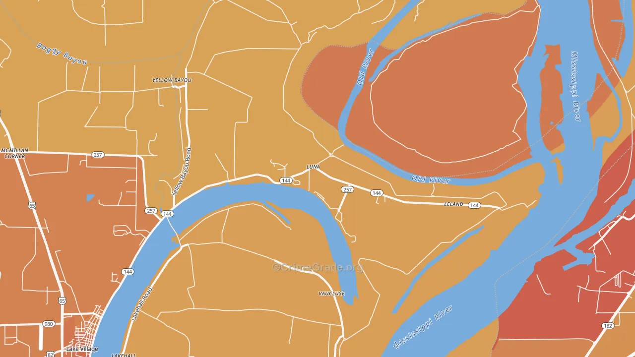 Luna, AR Map of Vehicle Theft Rates