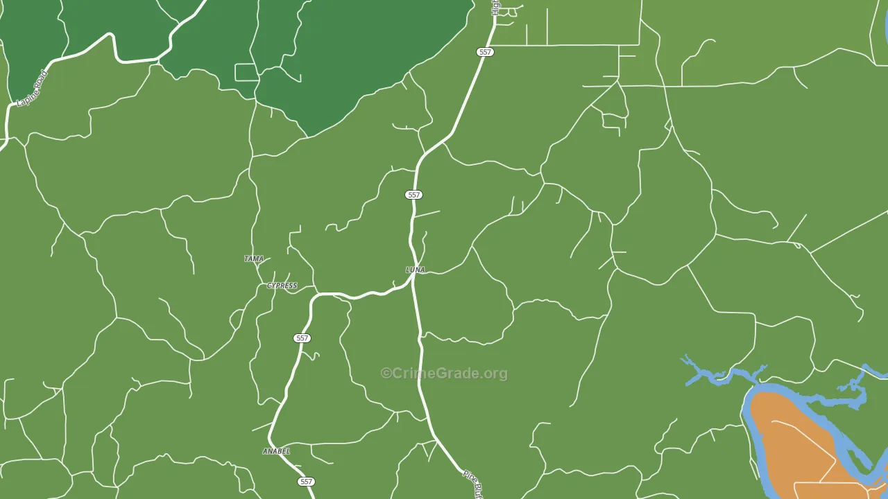Luna, LA Map of Vehicle Theft Rates