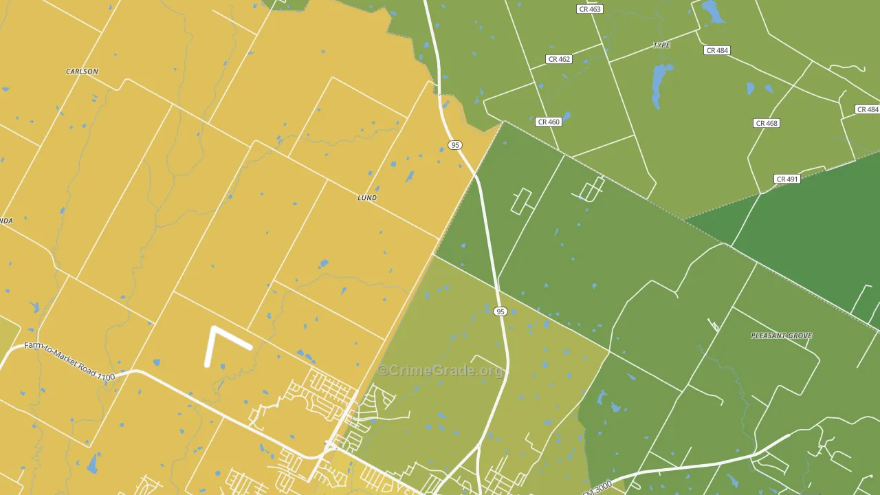 Lund, TX Map of Vehicle Theft Rates