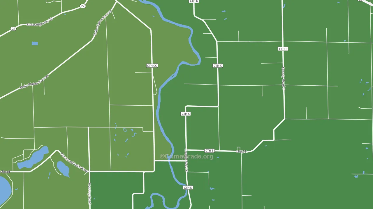 Lunds, WI Map of Vehicle Theft Rates