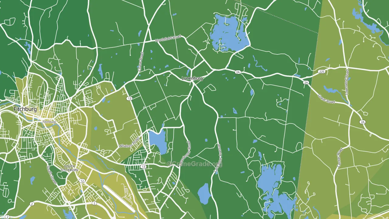Lunenburg, MA Map of Vehicle Theft Rates