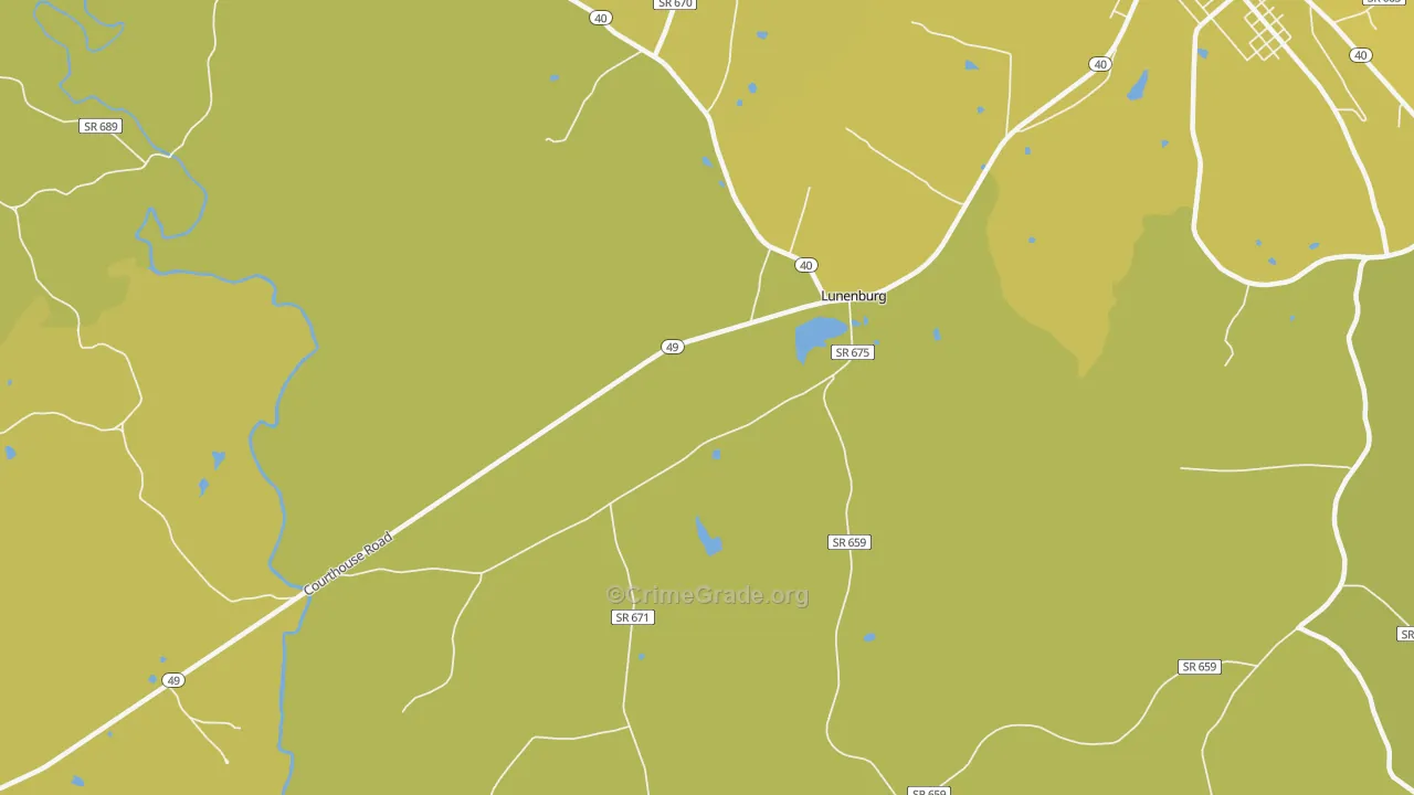 Lunenburg, VA Map of Vehicle Theft Rates