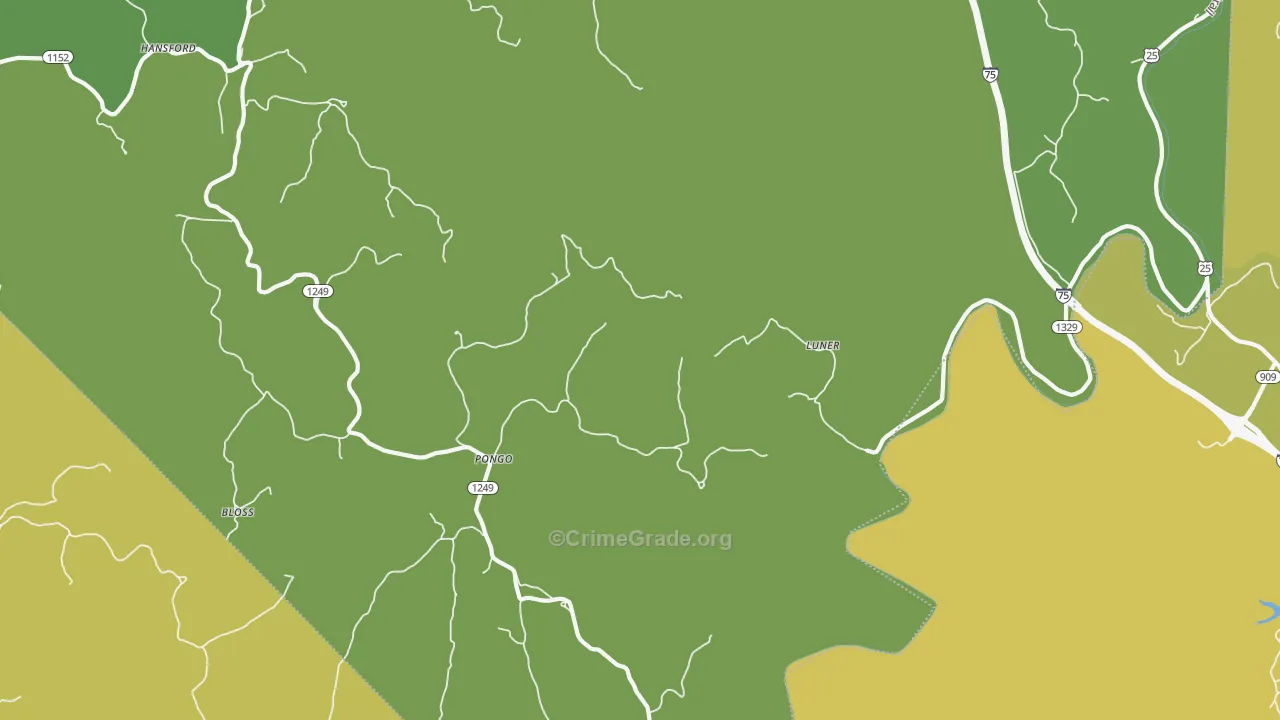 Luner, KY Map of Vehicle Theft Rates