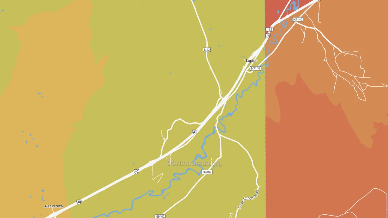Lupton, AZ Map of Vehicle Theft Rates