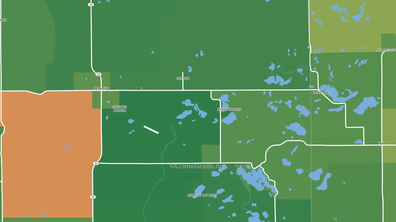 Lupton, MI Map of Vehicle Theft Rates