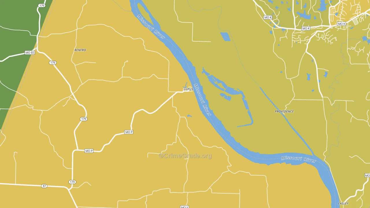 Lupus, MO Map of Vehicle Theft Rates