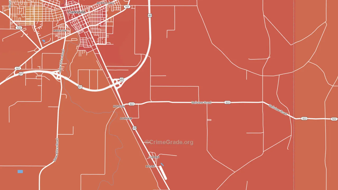 Lurand, MS Map of Vehicle Theft Rates
