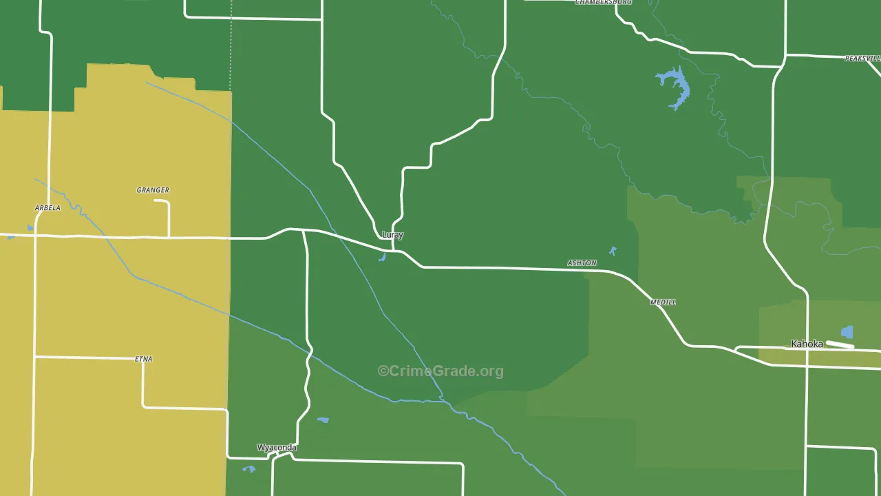Luray, MO Map of Vehicle Theft Rates