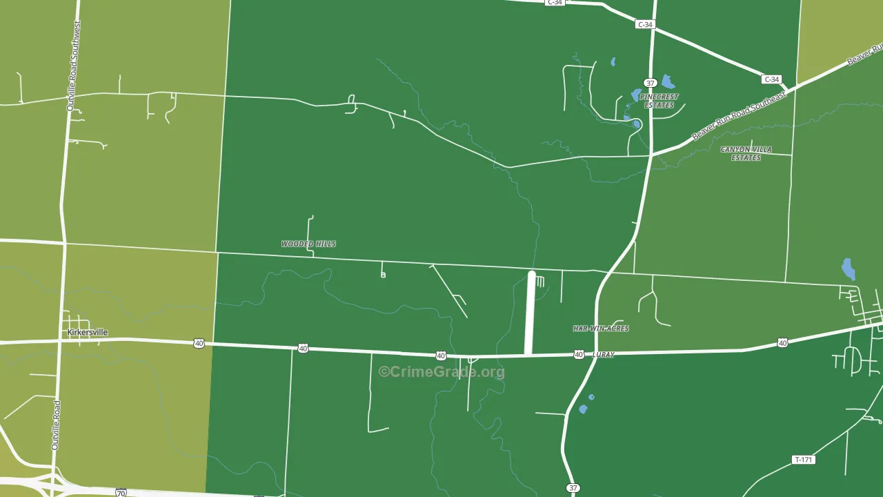 Luray, OH Map of Vehicle Theft Rates