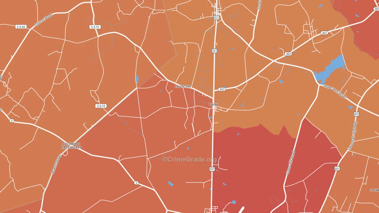 Luray, SC Map of Vehicle Theft Rates