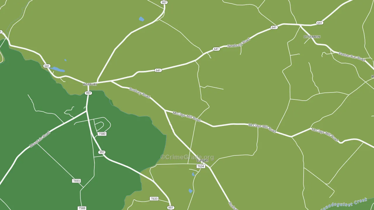 Lurgan, PA Map of Vehicle Theft Rates