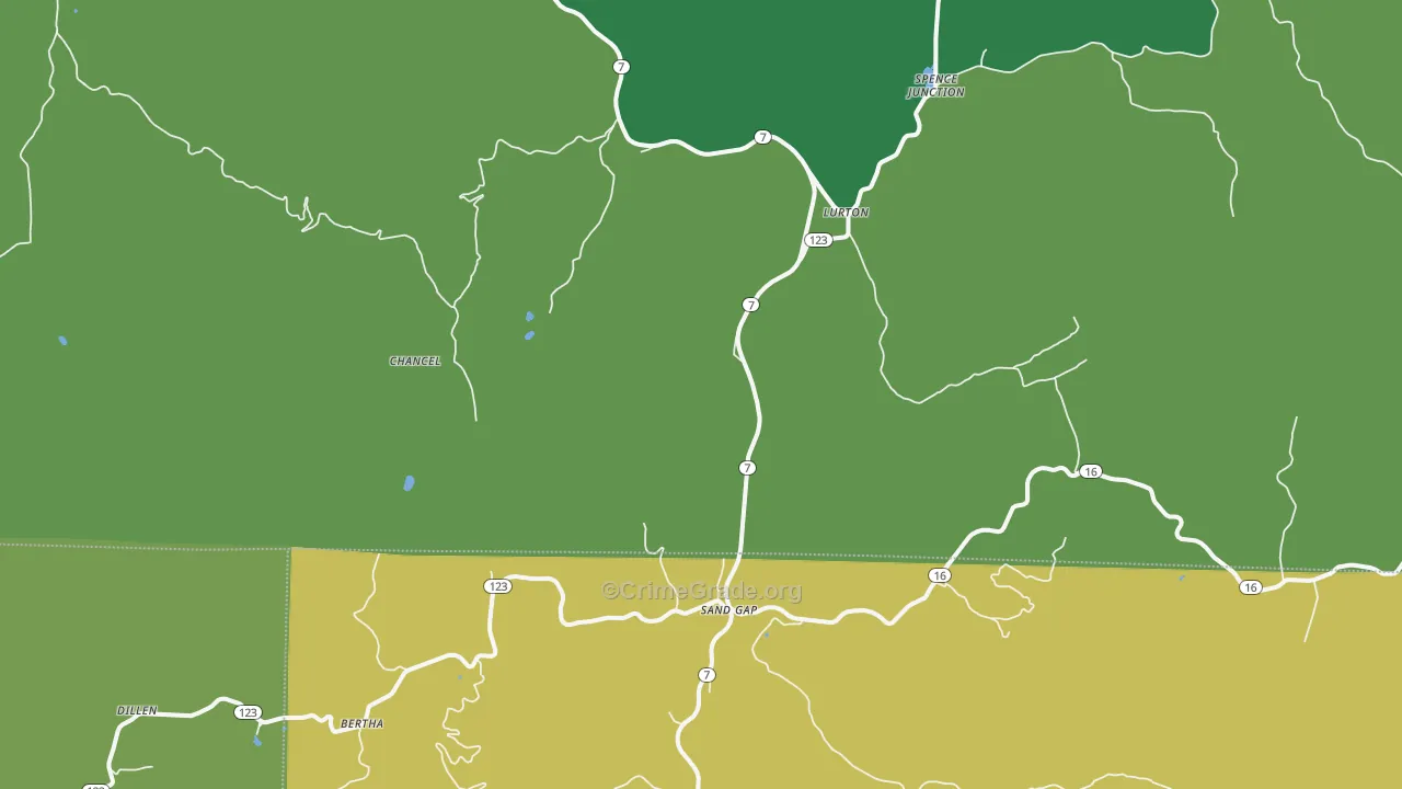 Lurton, AR Map of Vehicle Theft Rates