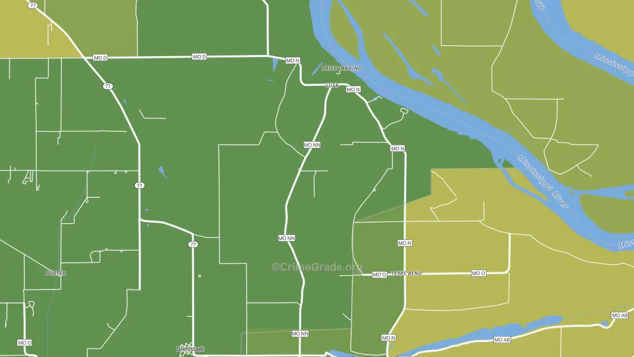 Lusk, MO Map of Vehicle Theft Rates
