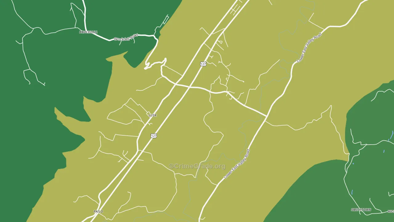 Lusk, TN Map of Vehicle Theft Rates