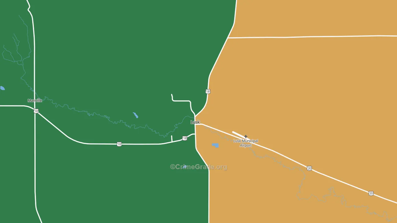 Lusk, WY Map of Vehicle Theft Rates