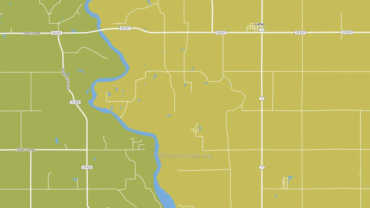 Luther, IA Map of Vehicle Theft Rates