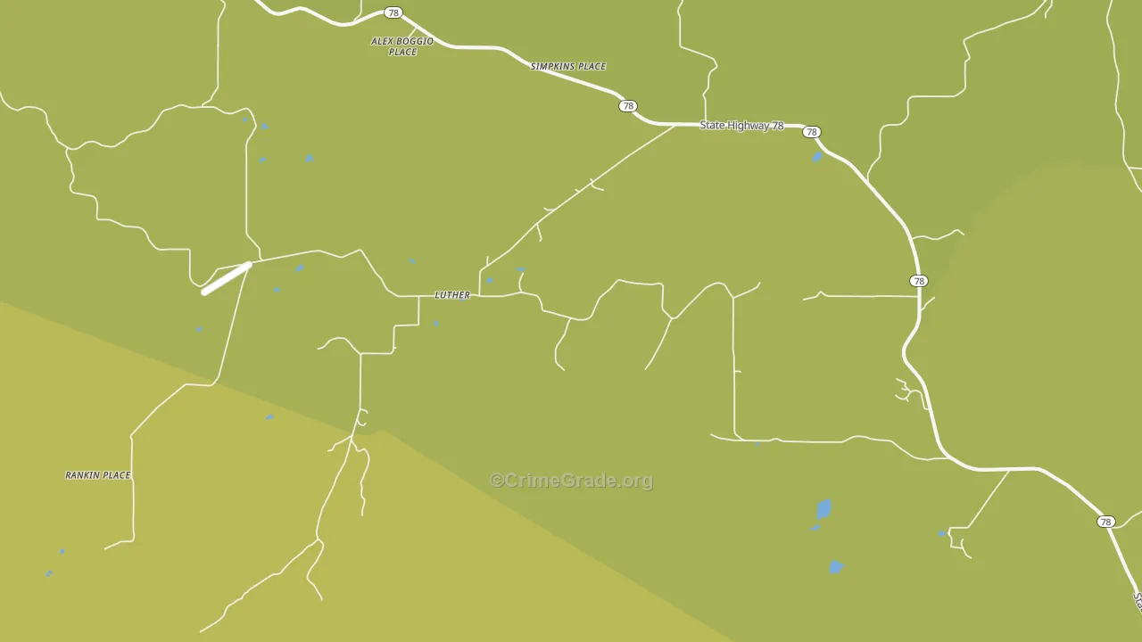 Luther, MT Map of Vehicle Theft Rates