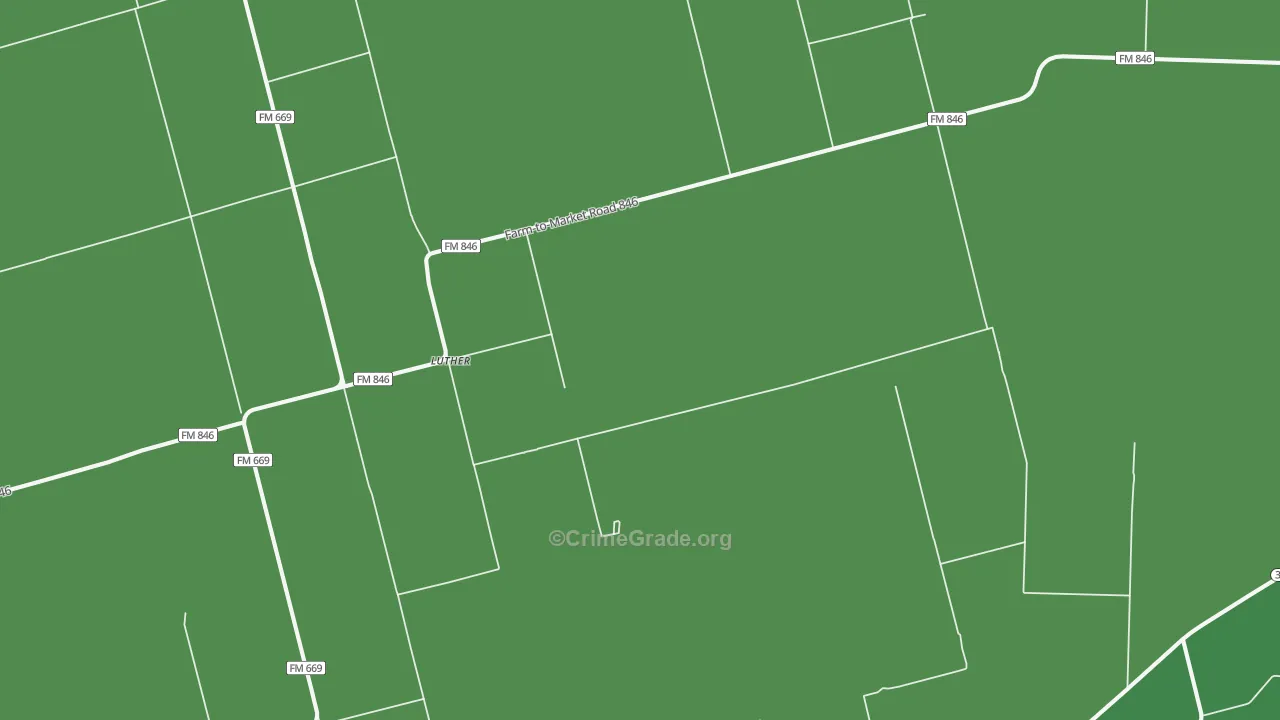 Luther, TX Map of Vehicle Theft Rates