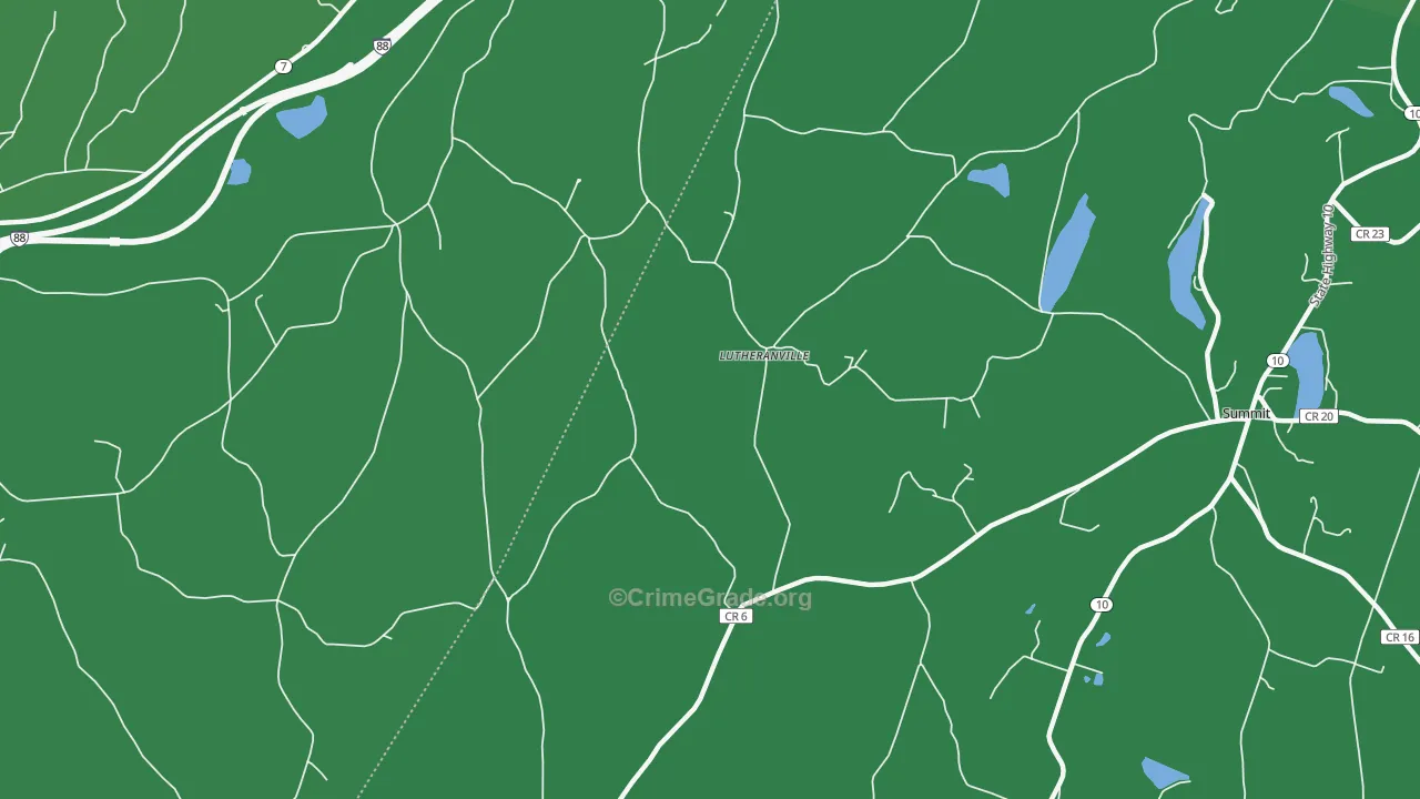 Lutheranville, NY Map of Vehicle Theft Rates