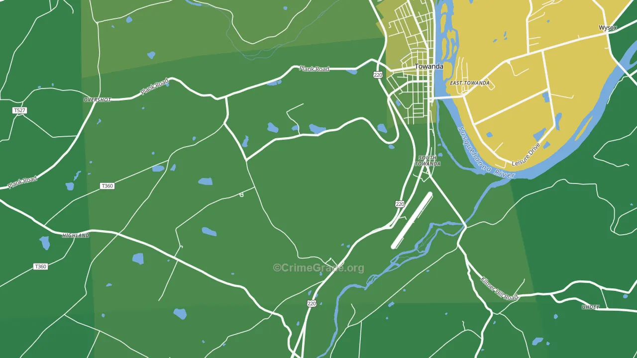 Luthers Mills, PA Map of Vehicle Theft Rates