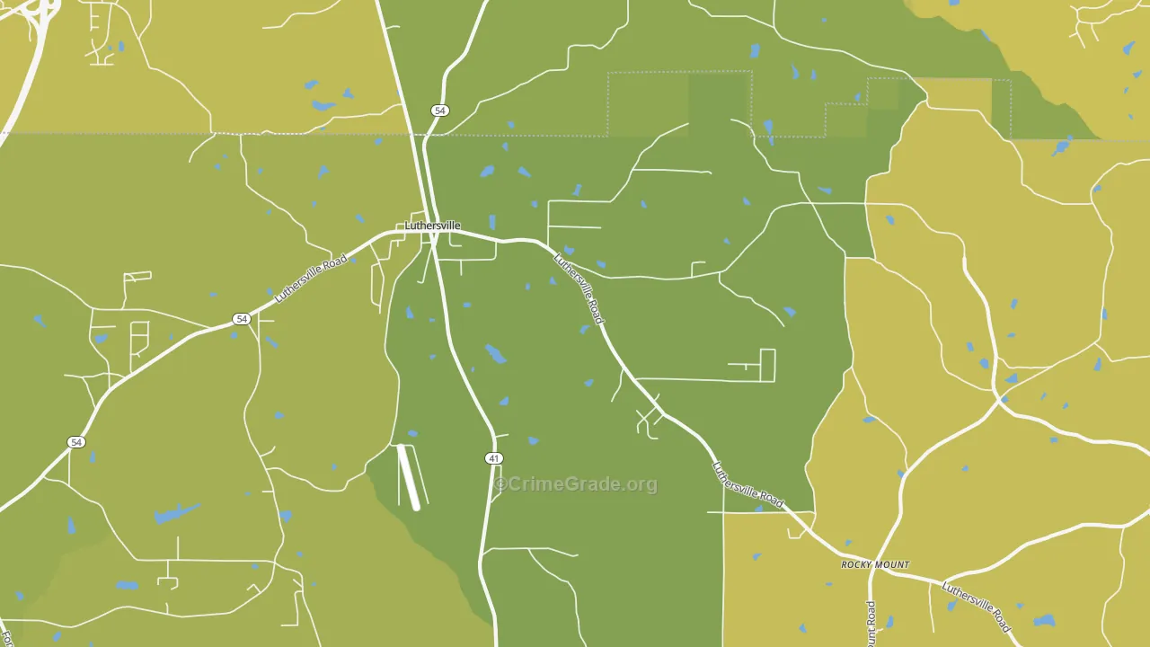 Luthersville, GA Map of Vehicle Theft Rates