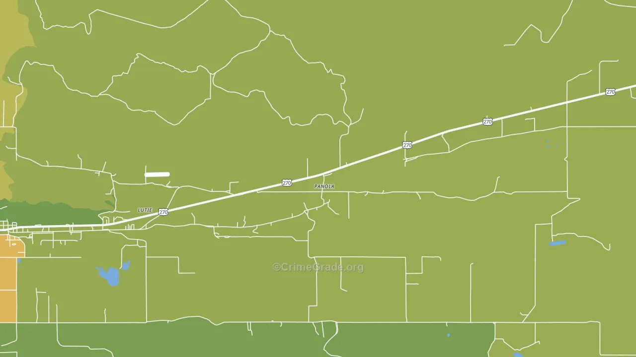 Lutie, OK Map of Vehicle Theft Rates