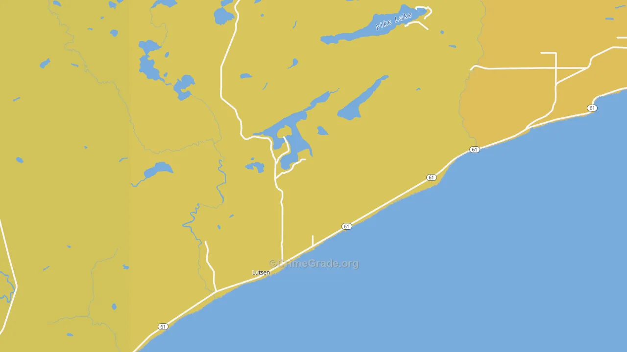 Lutsen, MN Map of Vehicle Theft Rates