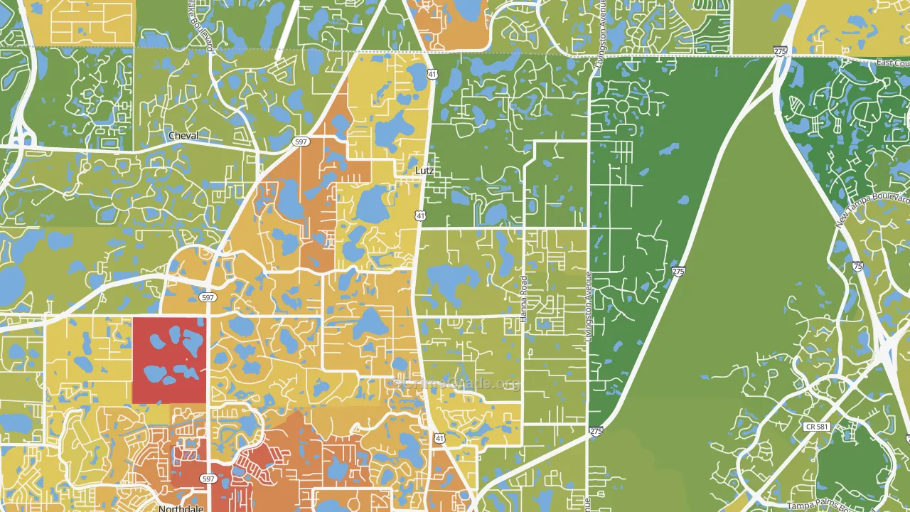 Lutz, FL Map of Vehicle Theft Rates