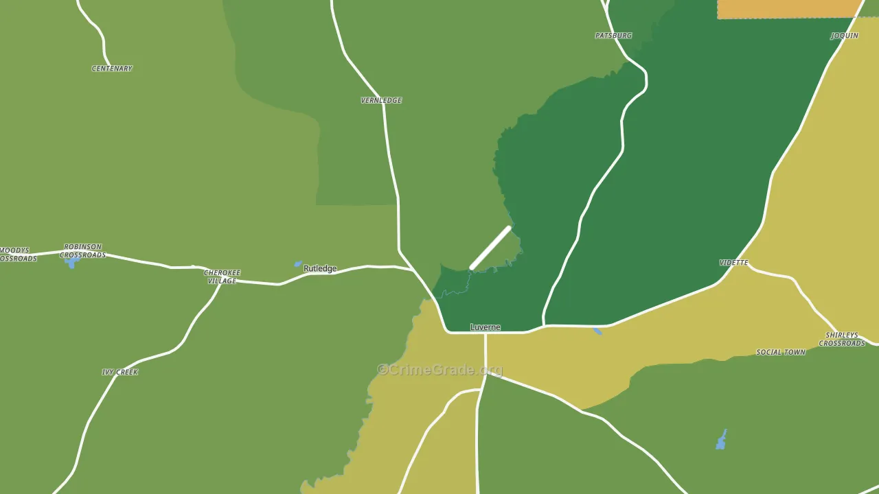 Luverne, AL Map of Vehicle Theft Rates