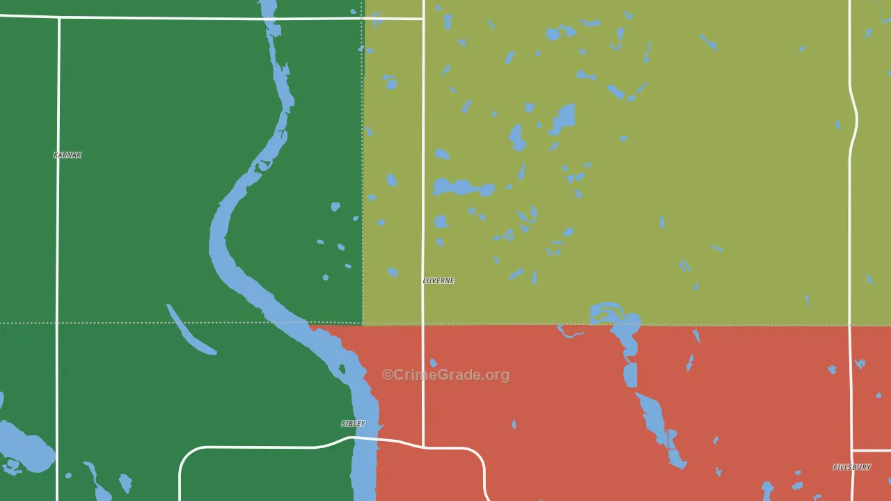 Luverne, ND Map of Vehicle Theft Rates