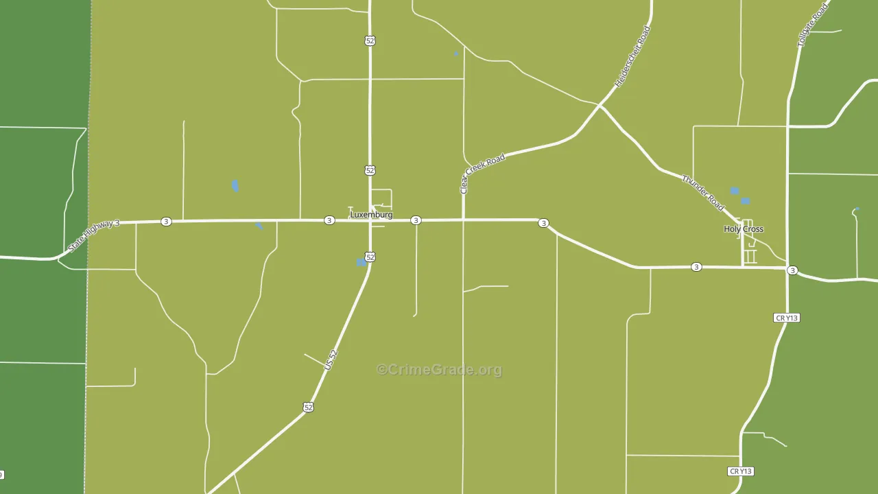 Luxemburg, IA Map of Vehicle Theft Rates