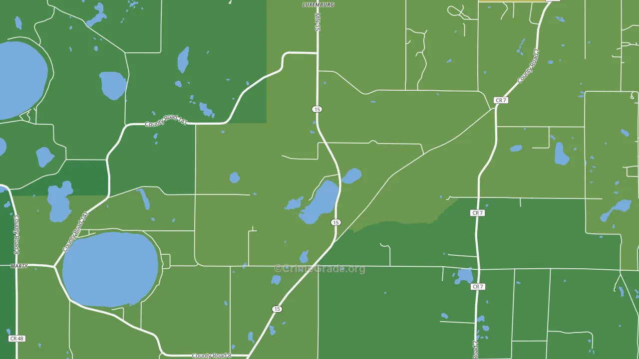 Luxemburg, MN Map of Vehicle Theft Rates