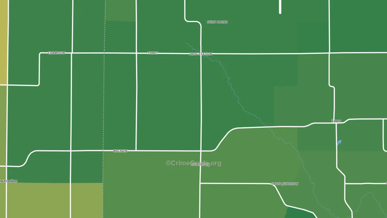 Luxemburg, WI Map of Vehicle Theft Rates