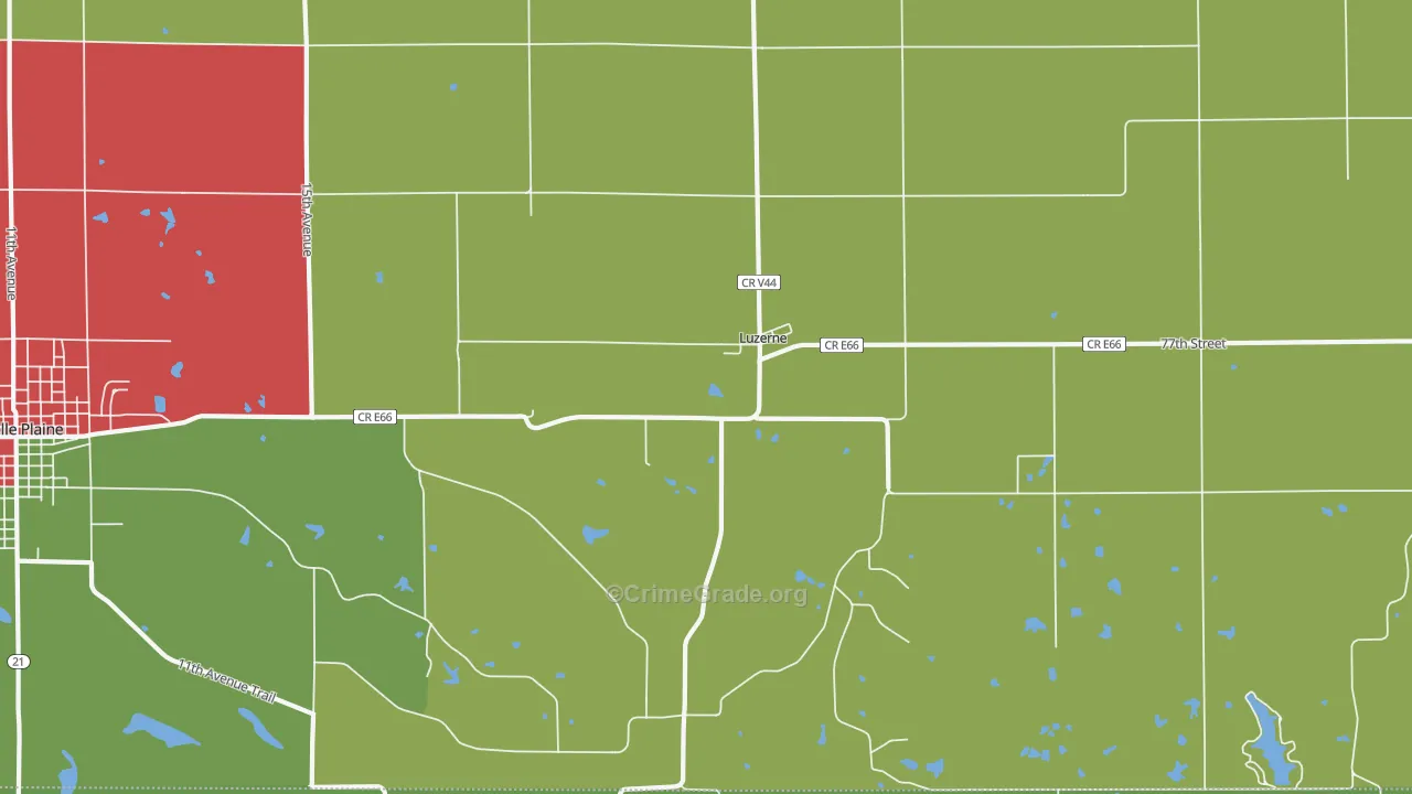 Luzerne, IA Map of Vehicle Theft Rates