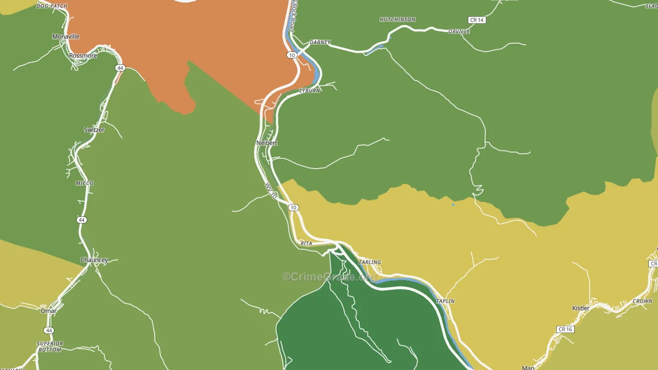 Lyburn, WV Map of Vehicle Theft Rates