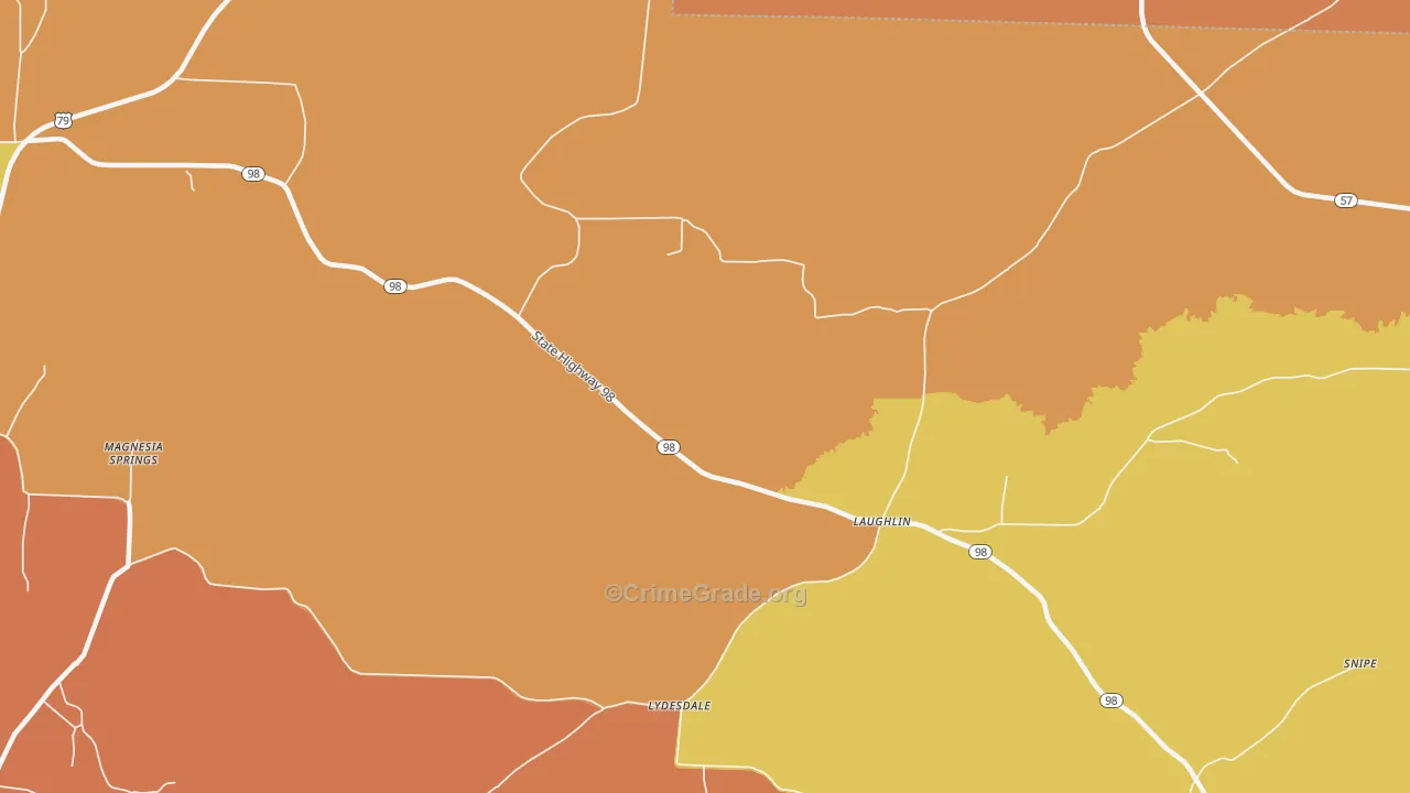 Lydesdale, AR Map of Vehicle Theft Rates