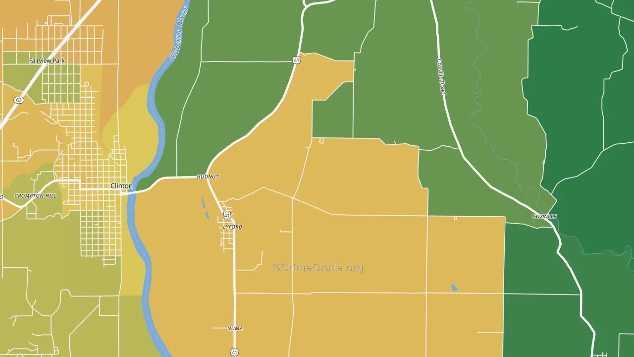 Lyford, IN Map of Vehicle Theft Rates