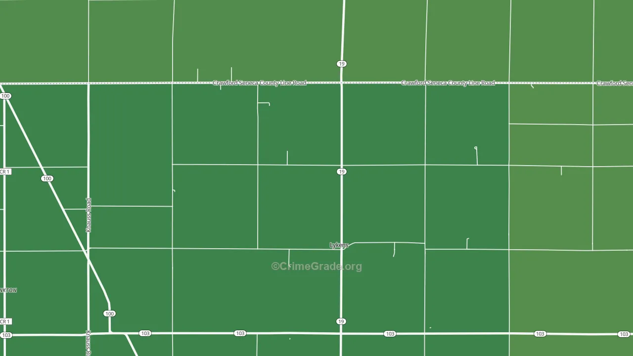 Lykens, OH Map of Vehicle Theft Rates