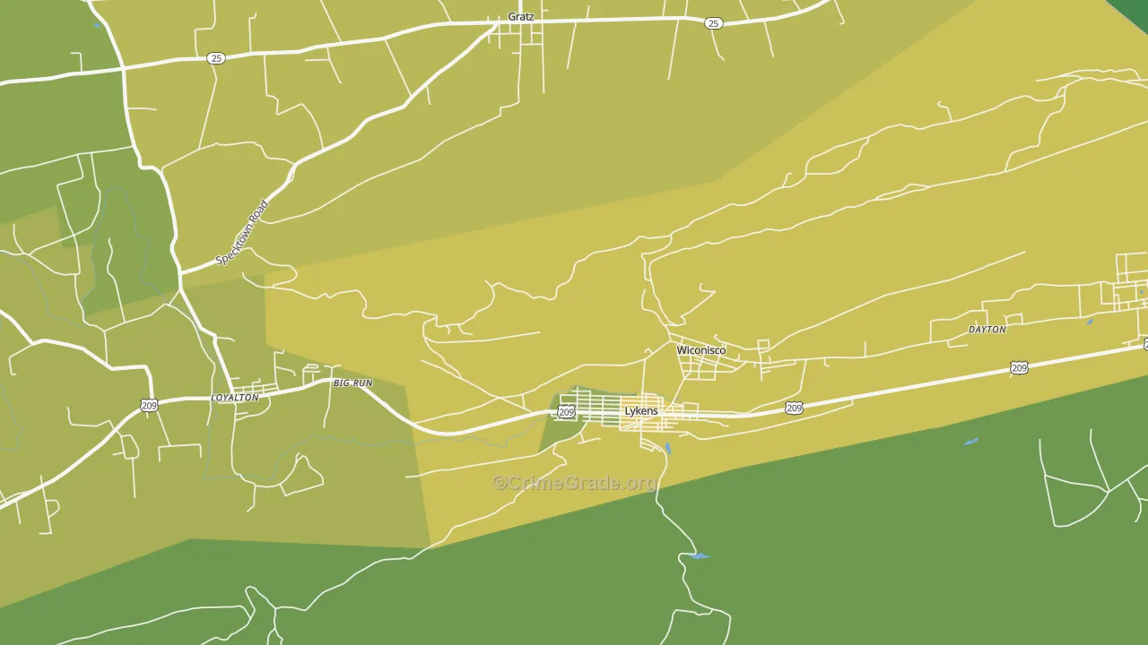Lykens, PA Map of Vehicle Theft Rates