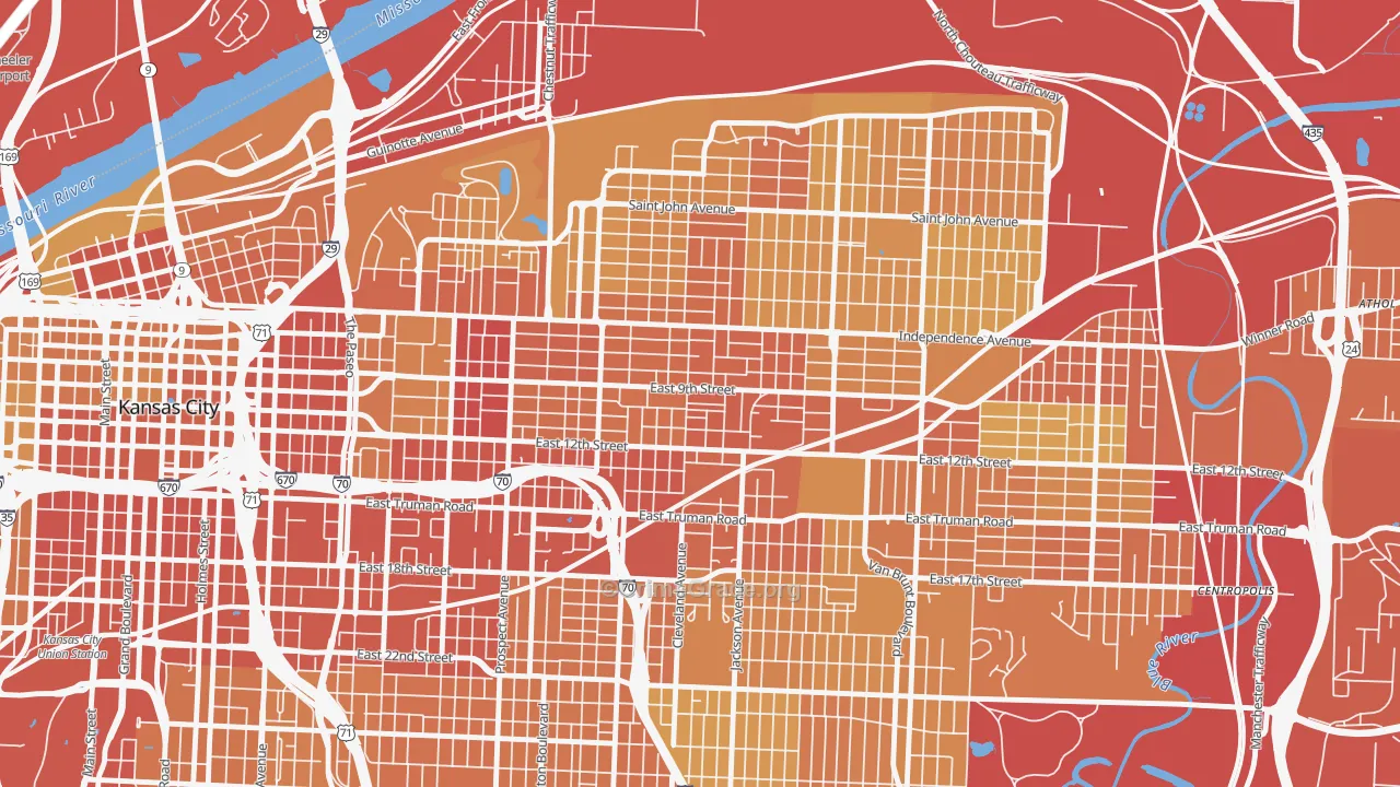 Lykins, Kansas City, MO Map of Vehicle Theft Rates