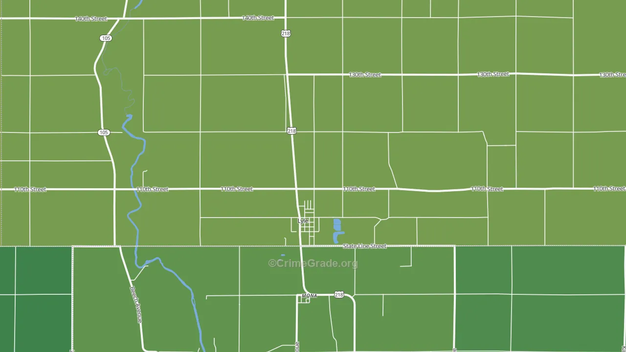 Lyle, MN Map of Vehicle Theft Rates