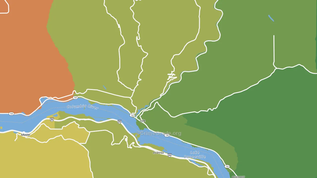 Lyle, WA Map of Vehicle Theft Rates