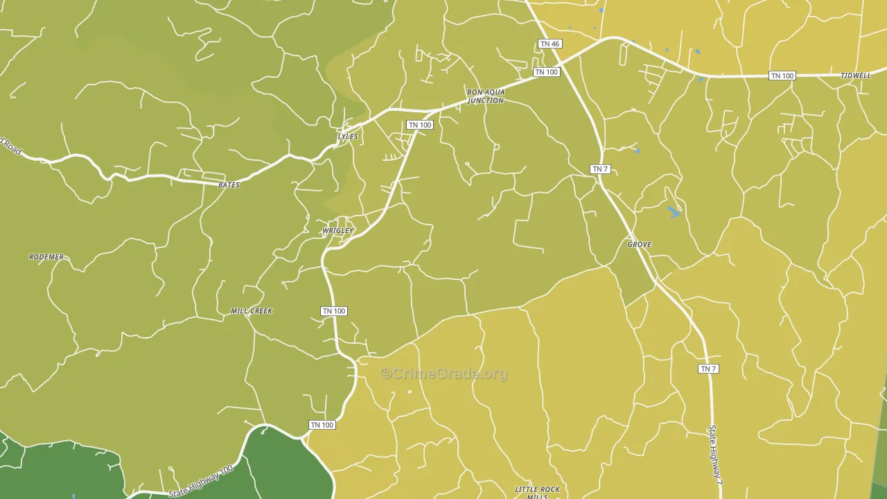 Lyles, TN Map of Vehicle Theft Rates