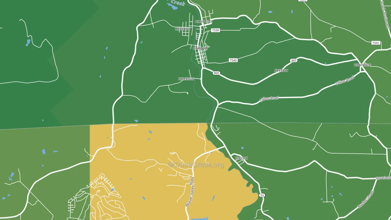 Lyleville, PA Map of Vehicle Theft Rates