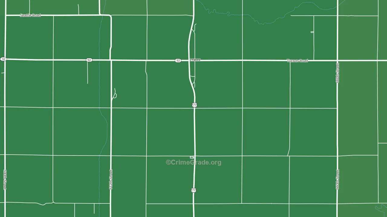 Lyman, IA Map of Vehicle Theft Rates