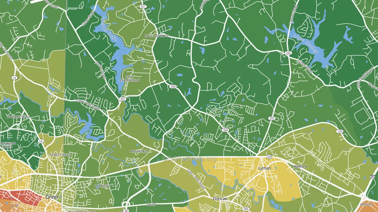 Lyman, SC Map of Vehicle Theft Rates